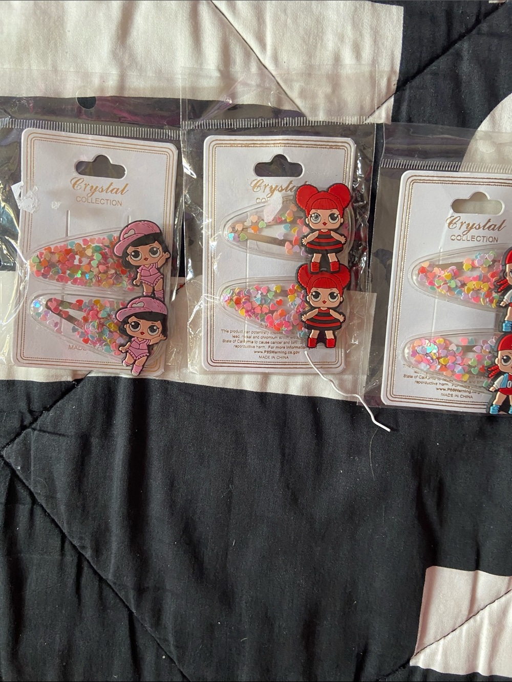 Kids Sequin Hair Clips - Red & Pink